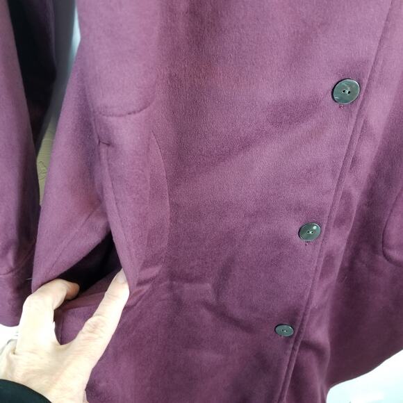 J. Jill Pure Jill Fleece Button Up Sweater Coat Burgundy Wine Size M Medium - Picture 7 of 9